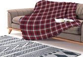 Zethome - Bankhoes - 180x180 cm - Sofa Cover- Chenille Stof - Bank hoes - Bank beschermer - Digital Printed - Rood Plaid