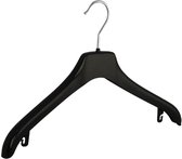 De Kledinghanger Gigant - 150 x Mantel / kostuumhanger kunststof zwart met schouderverbreding, 38 cm (Re-used)