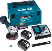 Makita DGA514RTJU 18V Li-Ion Accu AWS haakse slijper set (2x 5.0Ah accu) in Mbox - 125mm - koolborstelloos