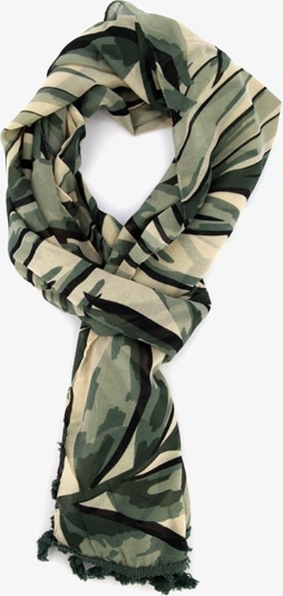 Dames sjaal met bladeren print - Groen | bol.com