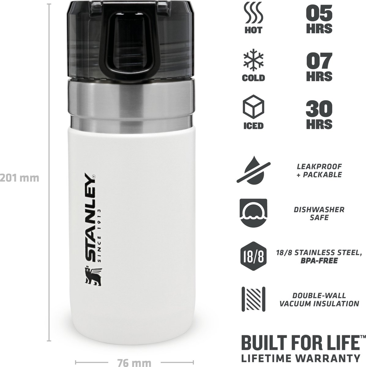 Stanley 500 ml Polar White Thermos - Built-In Pour Spout