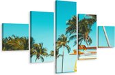 Schilderij - Retro auto en palmbomen, 5 luik, premium print