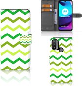 Telefoonhoesje Motorola Moto E20 | E30 | E40 Flip Case Zigzag Groen