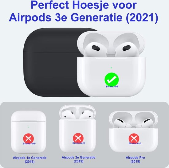 Studio Air® Airpods 3 Hoesje - Licht Blauw - Airpods 3 Case geschikt voor Apple AirPods 3 (2021)