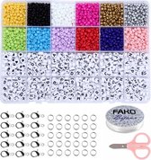 Fako Bijoux® - DIY Perle Set - Lettre Perles et Glas Perles - Fabrication de Bijoux - 4 mm - 3600 pièces - Wit
