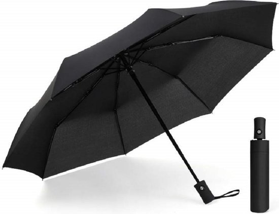 Parapluie HUISSON® - Parapluie tempête - S'étend et se replie automatiquement - Pliable - Léger 330 grammes - Coupe-vent - Zwart
