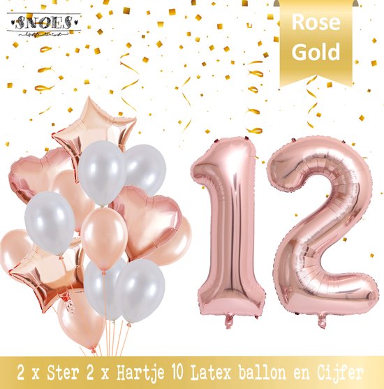 Numéro Ballon 12 Ans Rose Or Rose Bouquet De Pearl * Hourra 12 Ans  Anniversaire... | bol.com
