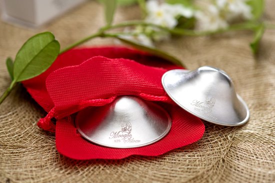 Silver Mamas 925 zilveren borstvoedingsbekers voor pasgeborenen, zilveren tepelhoezen voor borstvoeding, genezende cups, pasgeboren essentials musthaes, kalmeert pijnlijke en gebarsten tepels (groot
