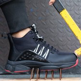 Werkschoenen Dames / Heren - Veiligheidsschoenen Dames - Veiligheidsschoenen Heren - Veiligheidsschoenen Sneakers - Unisex - Zwart/Rood - Hightop - Maat 44