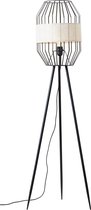 Brilliant lamp, Slope vloerlamp driepoot zwart/naturel, 1x A60, E27, 40W, met voetschakelaar