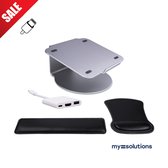 Laptopstandaard met polsondersteuning en muismat - Inclusief 3in1 Usb c hub - Laptop stand - Usb c naar hdmi - MacBook/MacBook Pro/MacBook Air - Usb c adapter - Universeel 13 tot 17 inch - Us