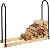 Relaxdays brandhoutrek - haardopslag - opslag haardhout - haardhoutrek van metaal hout