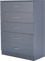 Panana® - Moderne Dressoir Kast - 5 Laden - Organizer - 66 x 33 x 89cm - Grijs