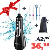 Foresta Draadloze Waterflosser + 4 Opzetstukken + Reistas - Monddouche - Zwart