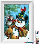 Artstudioclub®  Diamond painting volwassenen Dieren en sneeuwpop 20 x 25 cm