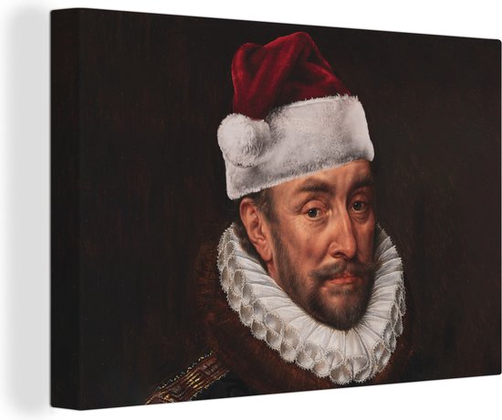 Canvas Schilderij Willem van Oranje - Adriaen Thomasz - Kerst - 60x40 cm - Wanddecoratie