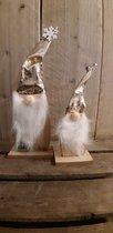 Kerst - Kabouters - Gnome - Hout - Set van 2 - Gouden Muts