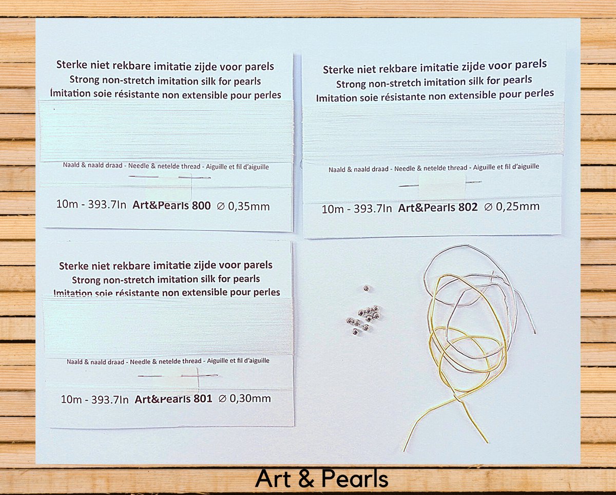 Art & Pearls - compleet pakket van de stevigste draad voor knopen van parels