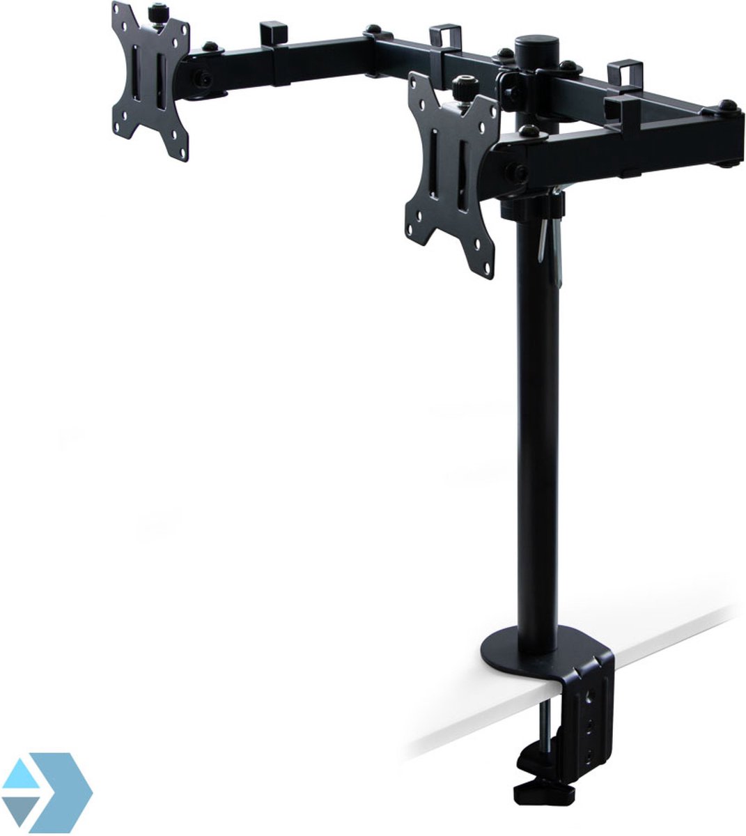 Eleganca Dubbele monitorstandaard 13 tot 32 inch voor tafel - Tot 8 kg per arm - MAX VESA 75x75 mm - 100x100 mm - staal - zwart