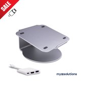 Laptopstandaard - Inclusief 3in1 Usb c hub - Laptop stand - Usb c naar Hdmi - MacBook/MacBook Pro/MacBook Air - Usb c adapter -  Universeel 13 tot 17 inch - Usb c/Usb/Hdmi/ - 360° roterend - 
