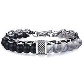 ROYAL JUL - Black stone x Grey marble x Chain bracelet - ARMBAND - HEREN