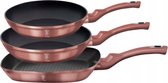 Berlinger Haus 6041 - Set de casseroles - 3 parties - enduit - ligne métallique rose