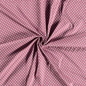 Katoen stof - Kleine hartjes - Oud roze - 140cm breed - 10 meter