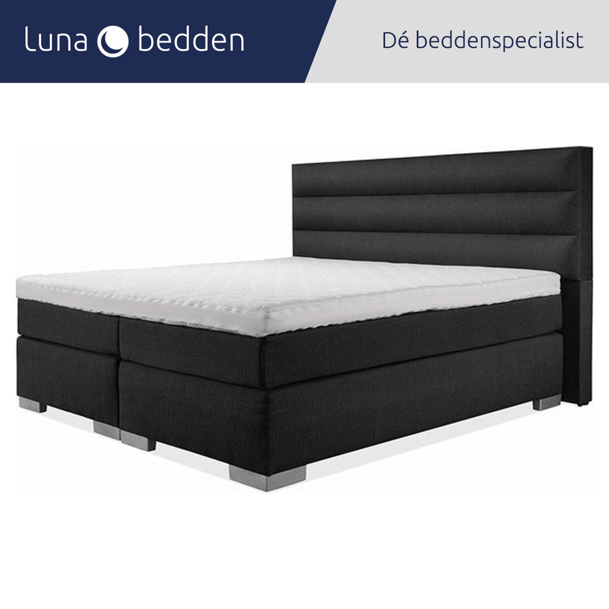 Luna Bedden - Boxspring Maya - 160x210 Compleet Zwart 3 Balken