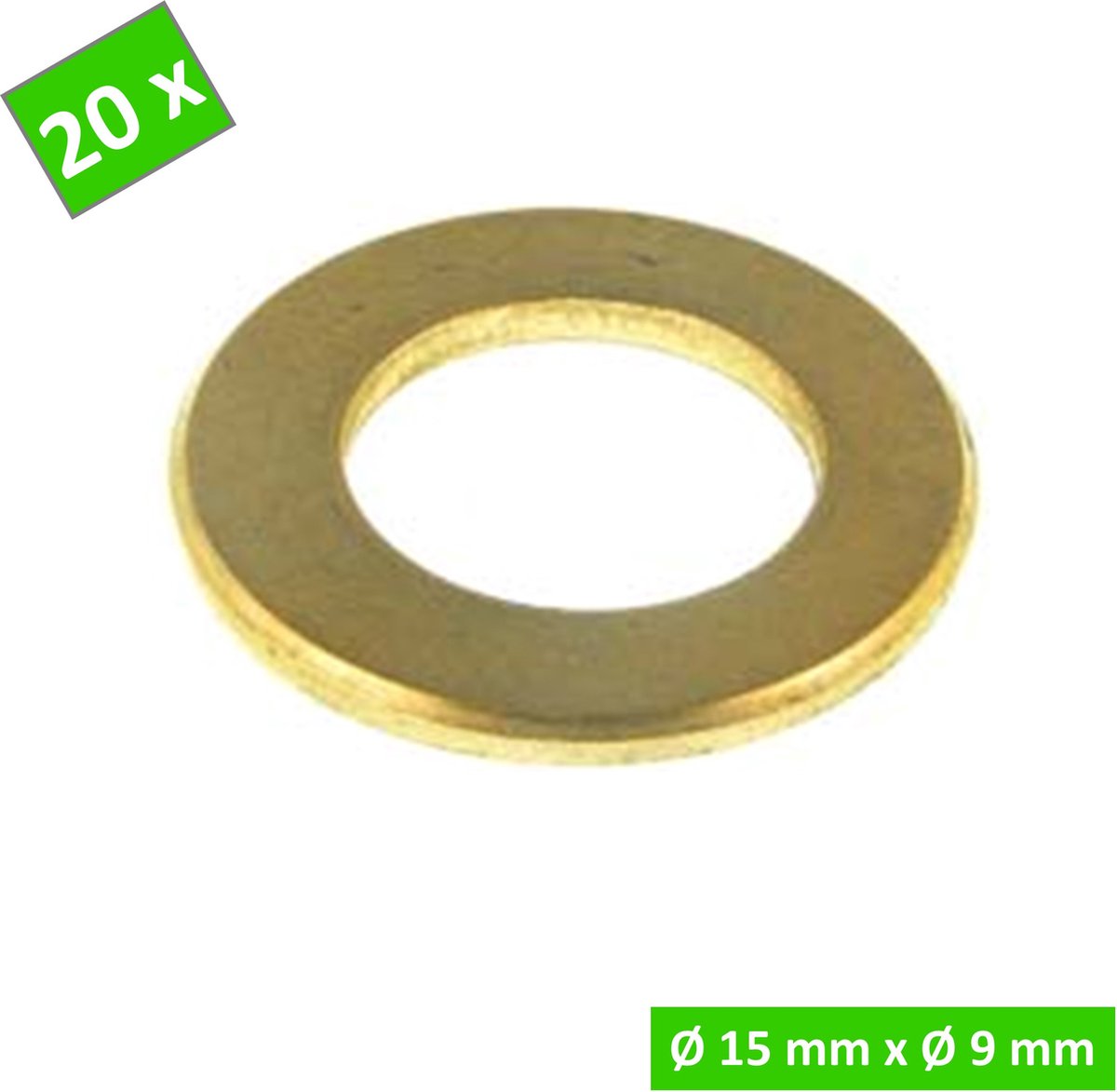 TQ4U Scharnierring - Messing - Ø 15 x 9 mm - Dikte 2 mm - 20 stuks