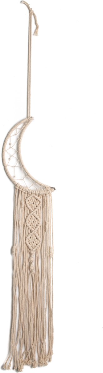 Macramé Halve Maan en Dubbele Helix Wit – 60 cm