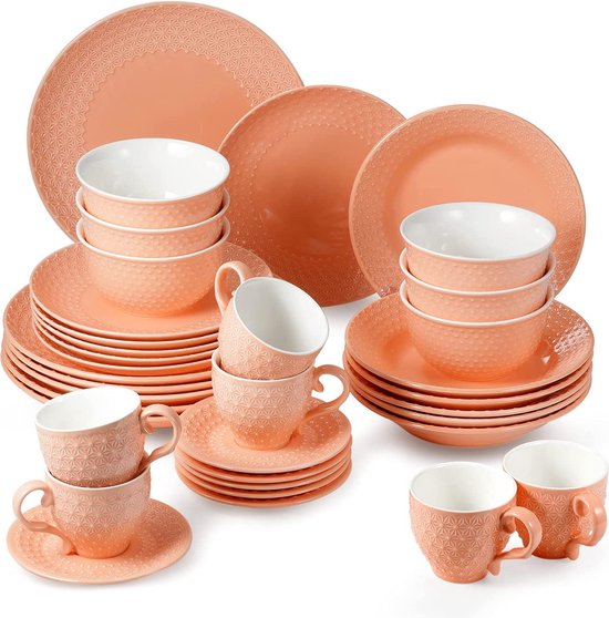 Veweet Teresa Porcelain Dinner Service, 18/36-Piece