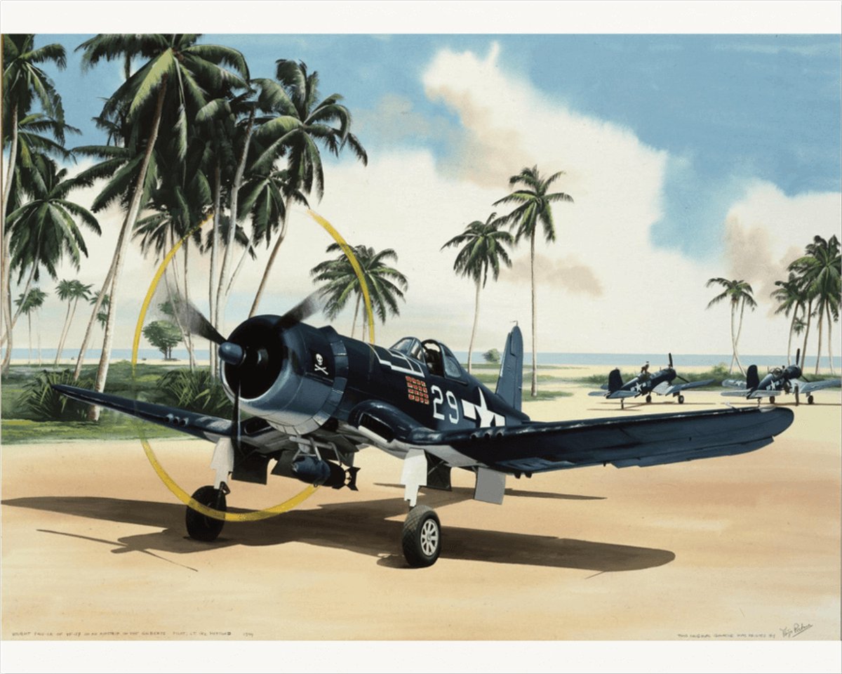 Thijs Postma - TP Aviation Art - Poster - Vought F4U-1A Corsair Stille Oceaan - 40x50cm