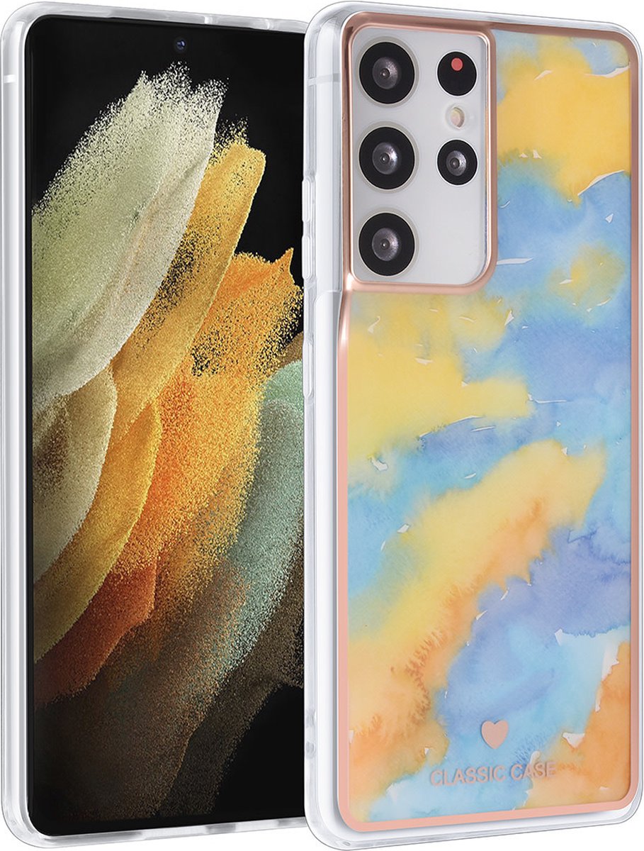 UNIQ Classic Case Samsung Galaxy S21 Ultra TPU Backcover hoesje - Marble Yellow