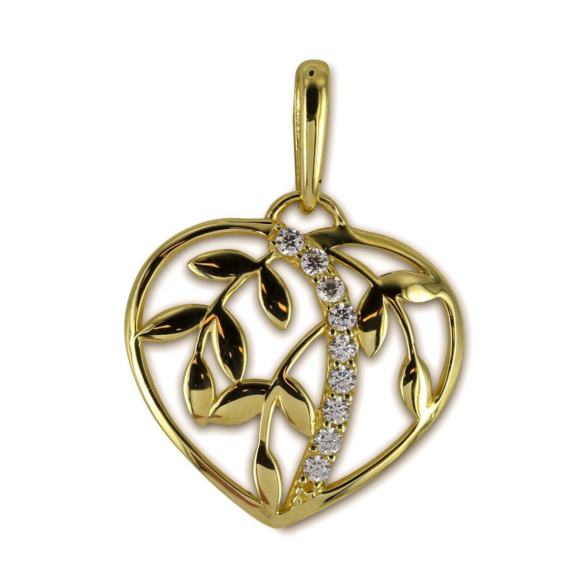 New Bling 9NBSAM-G210490 Gouden Hanger - Dames - Hartje - Zirkonia - 10,8 x 11,9 mm - 14 Karaat - Goud