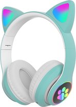 Cat Wireless Stereo Koptelefoon - Over Ear Headset - Hifi Stereo Bass - Katten Oortjes - Groen met wit