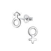 Joy|S - Zilveren man en vrouw symbool oorbellen - 5 x 9 mm - gepolijst