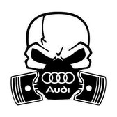 Audi doodskop (sticker) (wit) (20x15)