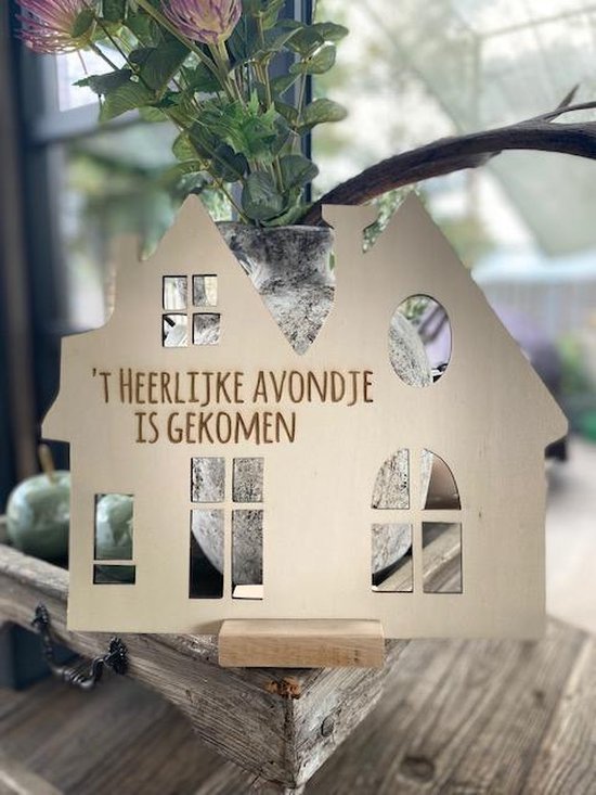 Creaties van Hier - sinterklaas - huisje van hout - 30x25 cm - hout