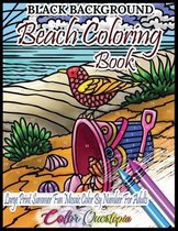 Beach Color by Number Coloring Book for Adults- Large Print Summer Fun BLACK BACKGROUND Mosaic