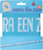 Hoera een zoon lint - Blauw / Wit - Baby Shower - Kunststof - 10 Meter