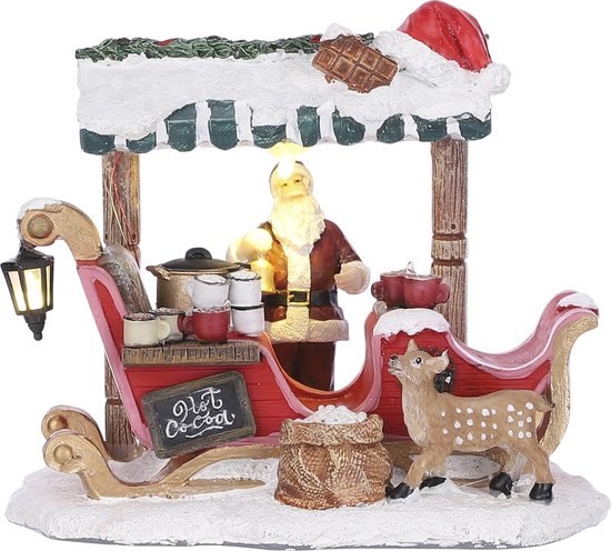 LuVille Kerstdorp Miniatuur Santa's Hot Cacao - L13 x B9 x H11 cm