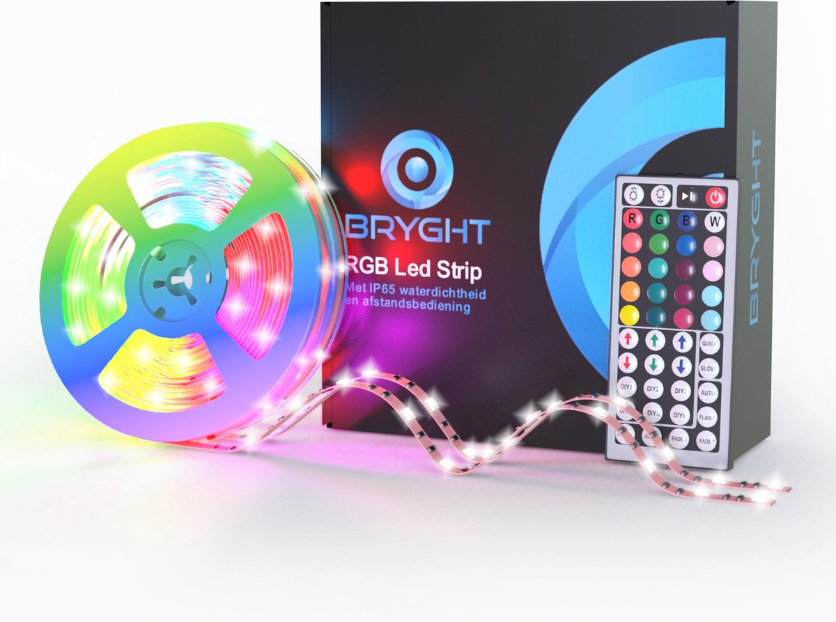 BRYGHT Led Strip met Afstandsbediening RGB Led strip Led light strip 5050 RGB...