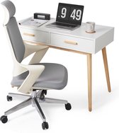 Milo Labels Bureau - Bureautafel - Bureau met Lades - Computerbureau - Scandinavisch Design - Hout - Met Opbergruimte - Wit