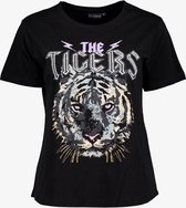 TwoDay dames T-shirt met tijgerkop - Zwart - Maat XL