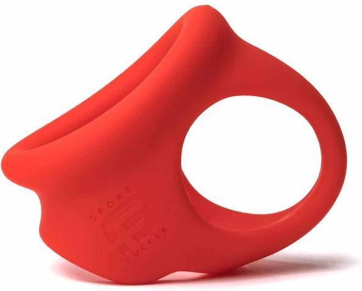 Sport Fucker - Cock Chute - Rekbare Cockring en Ballenspreider - Liquid Siliconen - Rood