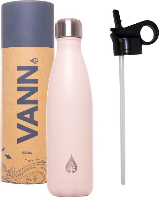 Bouteille d'eau avec paille et bec verseur bouteille de sport 500ml - Bouteille d'eau - VANN bouteille thermos  - beige