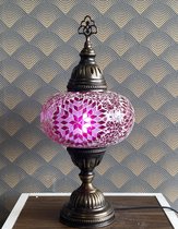 Turkse Lamp - Mozaïek Lamp - Tafellamp - Marokkaanse Lamp - Oosterse Lamp - Recht  Hoog model -  bol diameter Ø  19 cm - Hoogte 44 cm - Authentiek - Handmade - Kleurrijk -