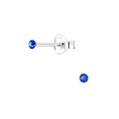Joy|S - Zilveren mini rond oorbellen voor kinderen - 2 mm - kristal s blauw