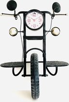 Wall clock metal motorcycle black 70 cm hoog - wandklok - uurwerk - horloge - industriestijl - vintage - industrieel - klok - muur - metaal - cadeau - geschenk - relatiegeschenk - kerst - nie