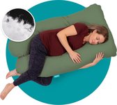 Mjuka® Zwangerschapskussen XXL Vezelbolletjes - Zijslaapkussen - Lichaamskussen - Body Pillow - 280 cm - Afneembare Soft Cotton hoes - Groen